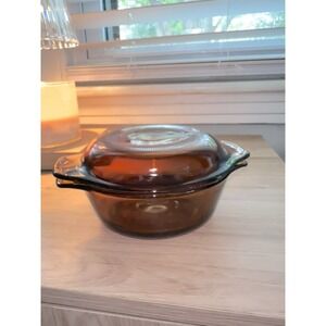 Vintage! Fire King Anchor Hocking #472 Amber Brown‎ Baking Casserole Dish w/Lid